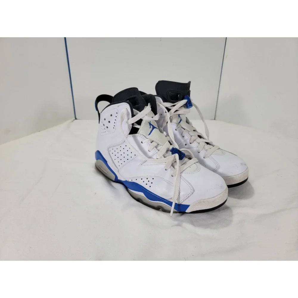 Nike Air Jordan 6 Retro Sport Blue‎ 384664–107 White Blue Size 7.5